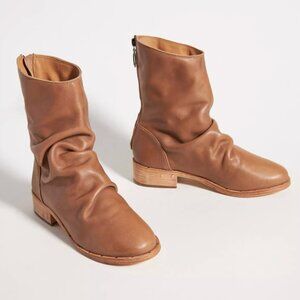 NEW Beek Ostreich Leather Brown Tan Slouch Boots Back Zipper Sz 7.5